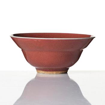 A red glazed bowl, Qing dynasty, 18th century.