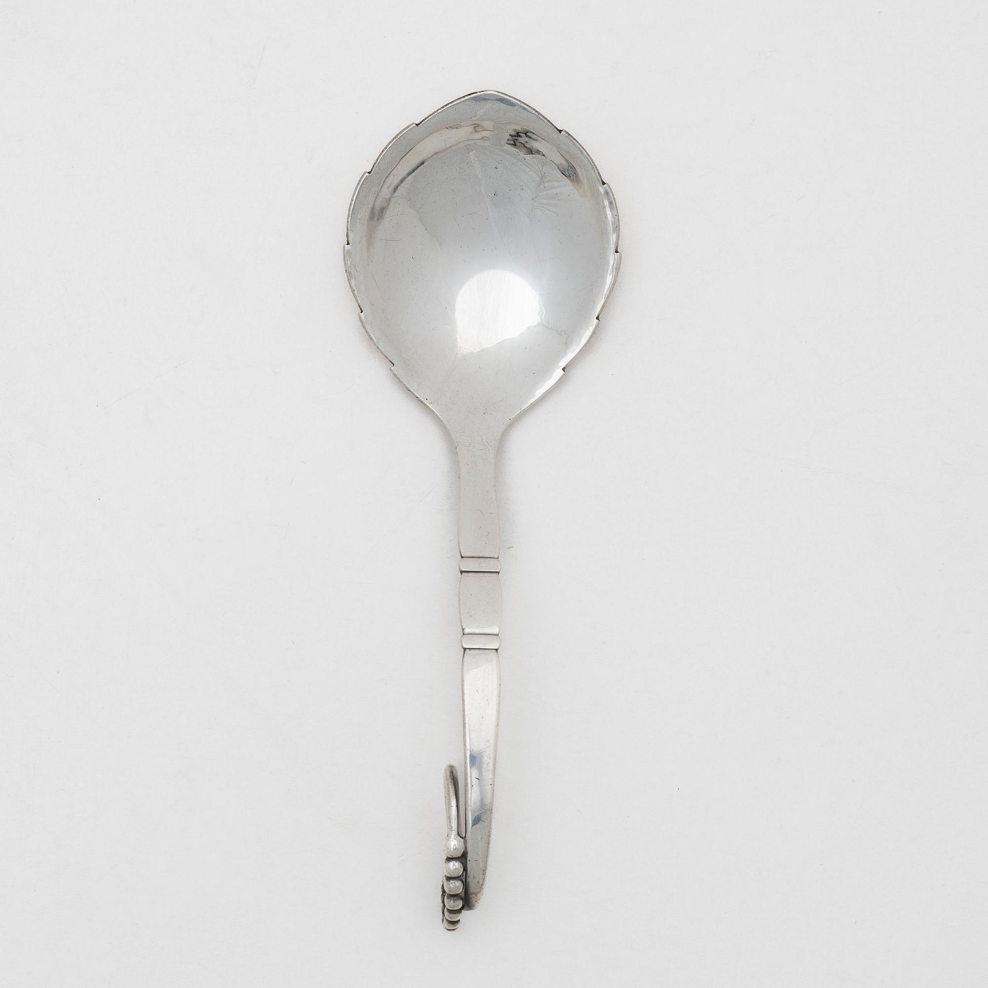 Georg Jensen, a sterling silver serving spoon, Denmark 1933-44.