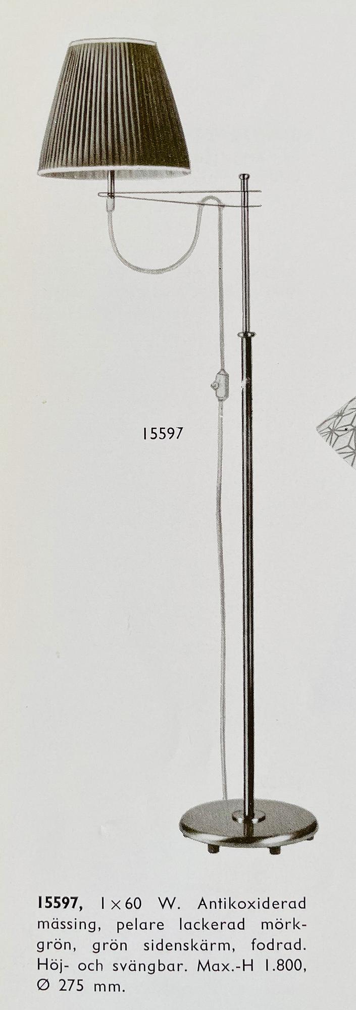 Harald Notini, a floor lamp model 15597, Arvid Böhlmarks Lampfabrik, Stockholm, 1950s.