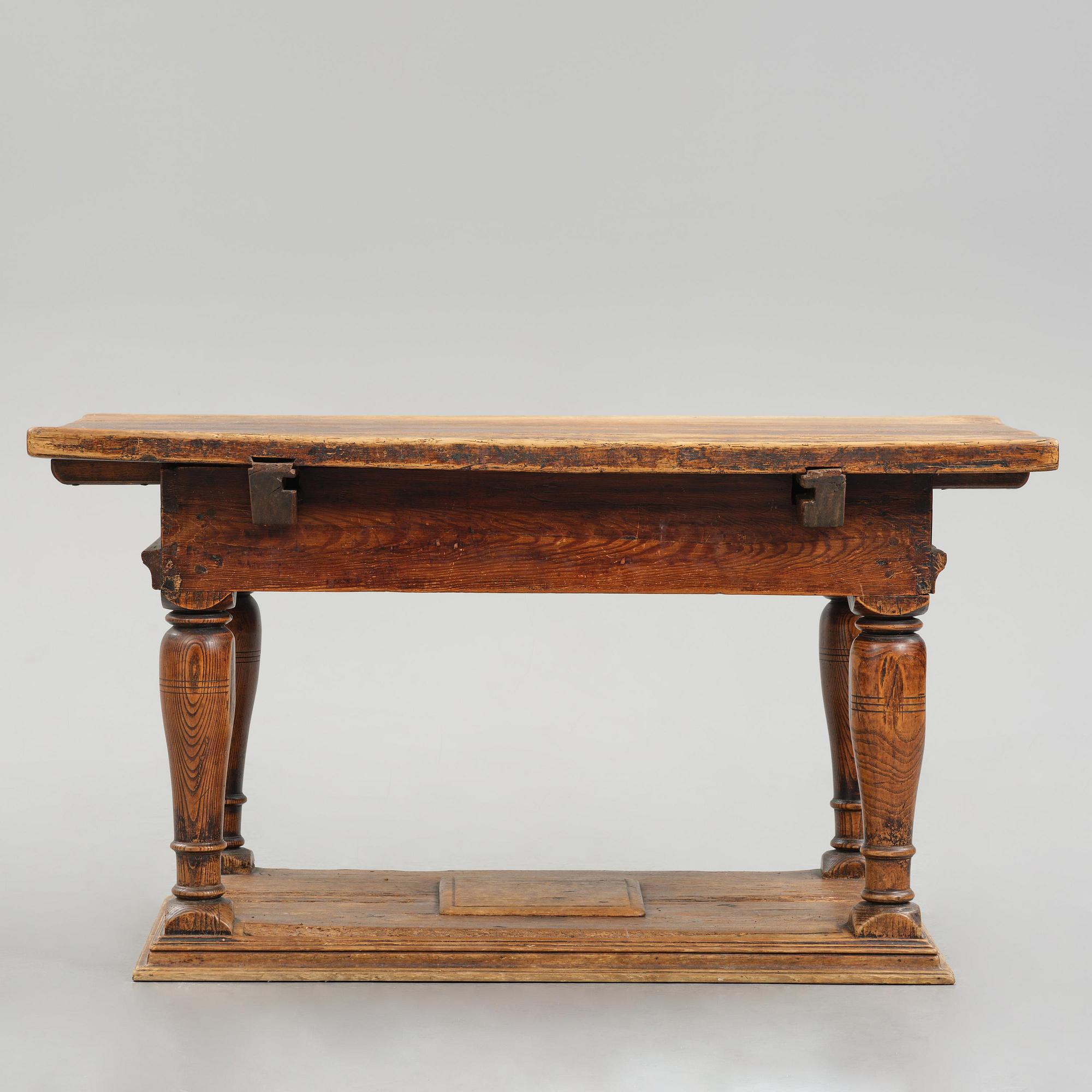 A Swedish baroque pine table, circa 1700.