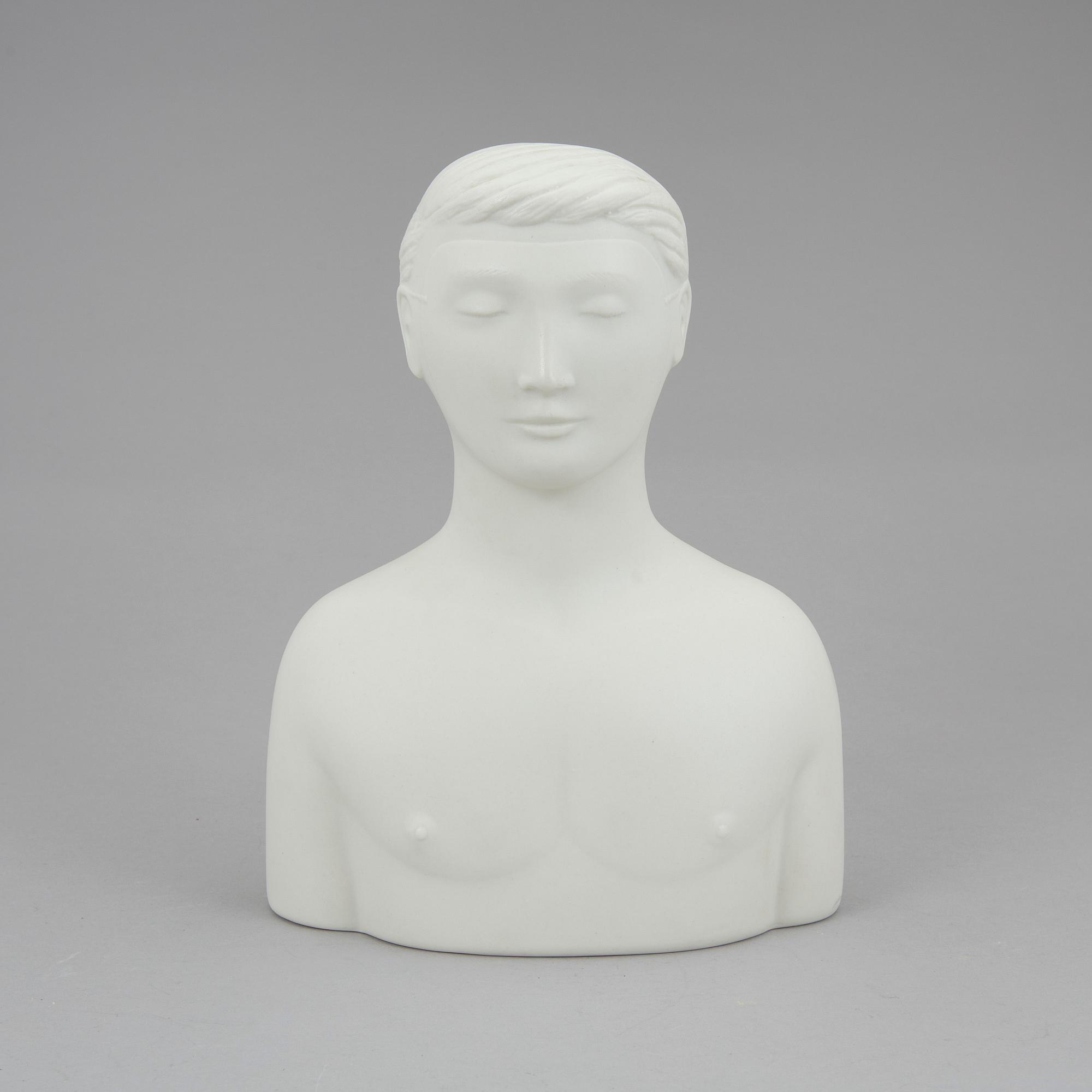 STIG LINDBERG, figurin, parian, "Mannen med masken", Gustavsberg 1970-tal.
