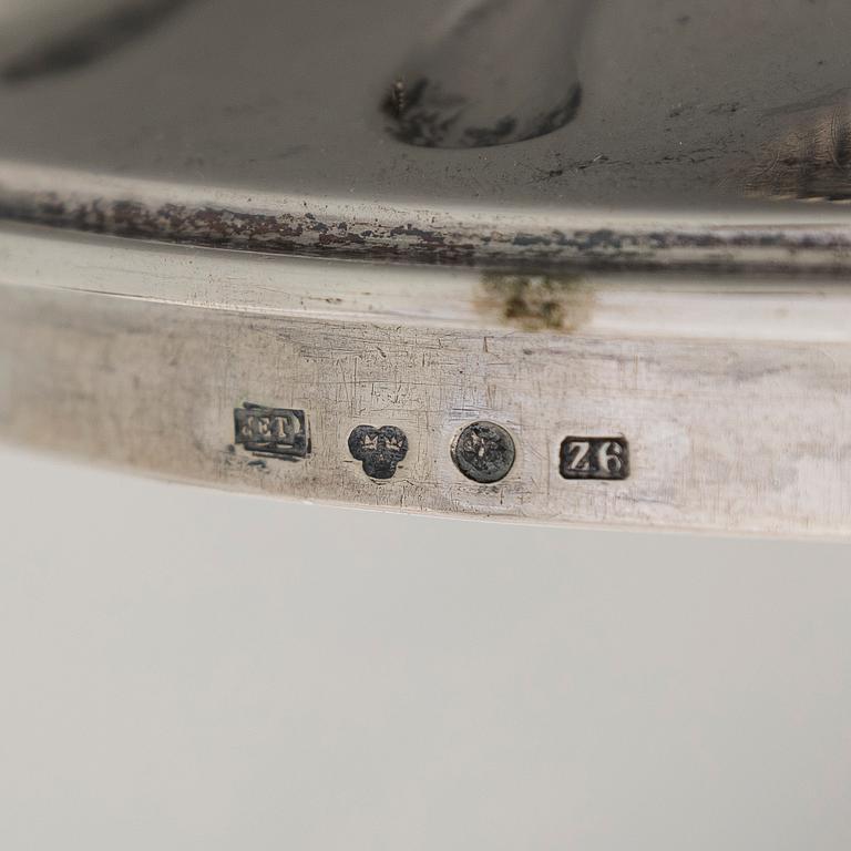 Sokerikkopari, vadit ja sirotinlusikat, hopeaa, JE Torsk, Tukholma 1902.