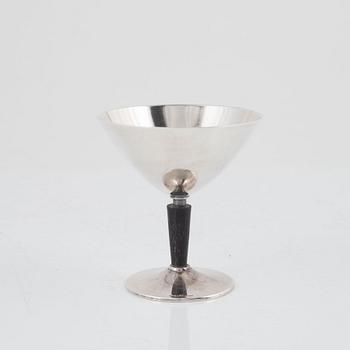 Folke Arström, cocktailshaker samt glas, 6 st, nysilver, GAB.