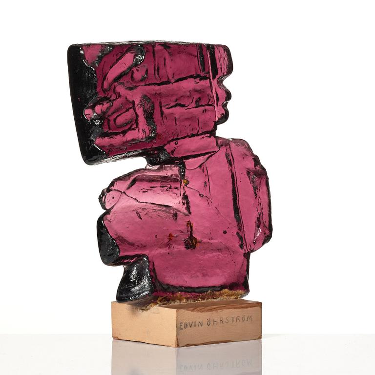 Edvin Öhrström, a unique cast purple glass sculpture, Lindshammars glasbruk, Sweden, probably 1950-60s.