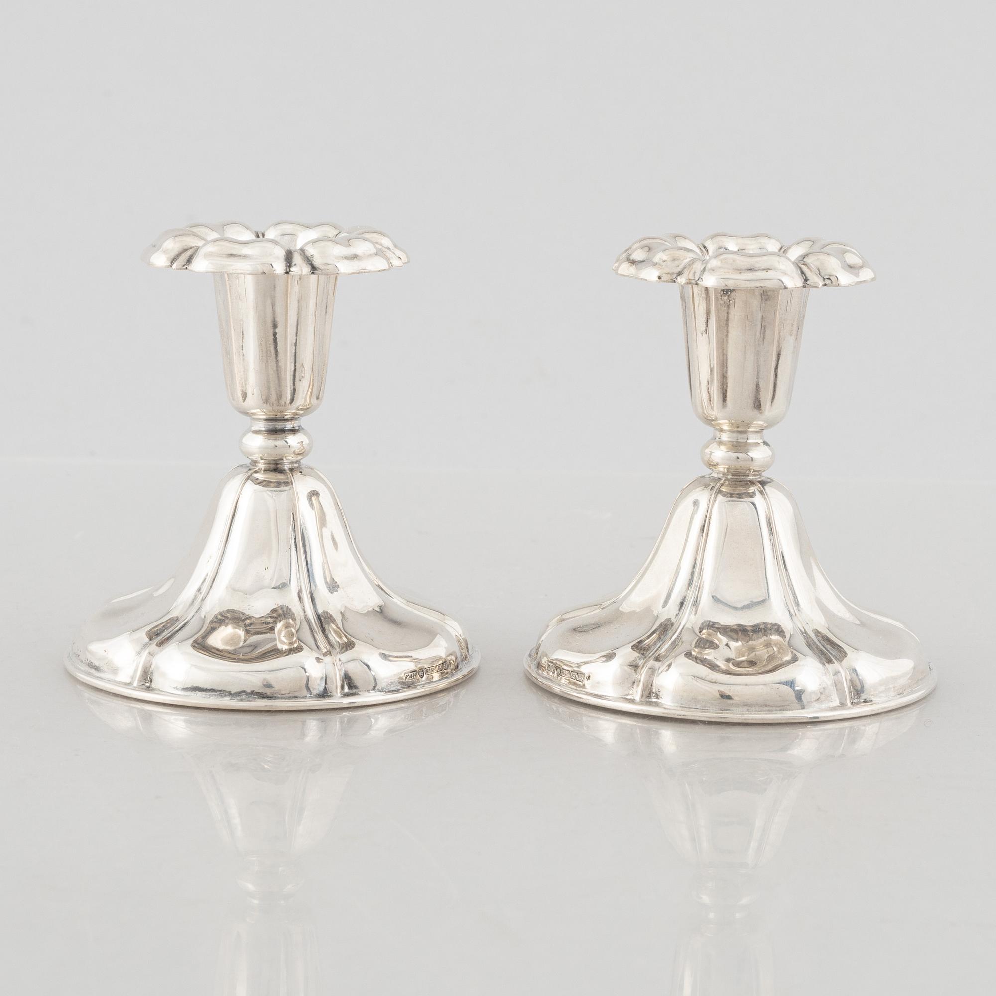 Miettinen & Nurmi, candlesticks, a pair, silver, Turku 1958.