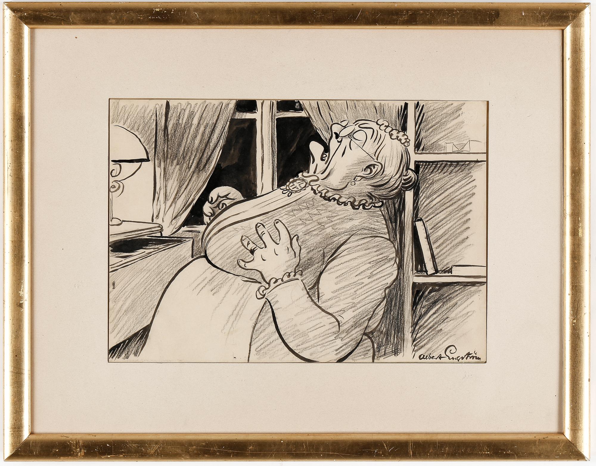 ALBERT ENGSTRÖM, teckning på papper, signerad.