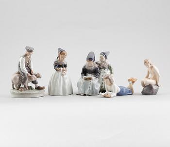 FIGURER, 5 st, porslin, Royal Copenhagen samt Bing & Gröndahl.