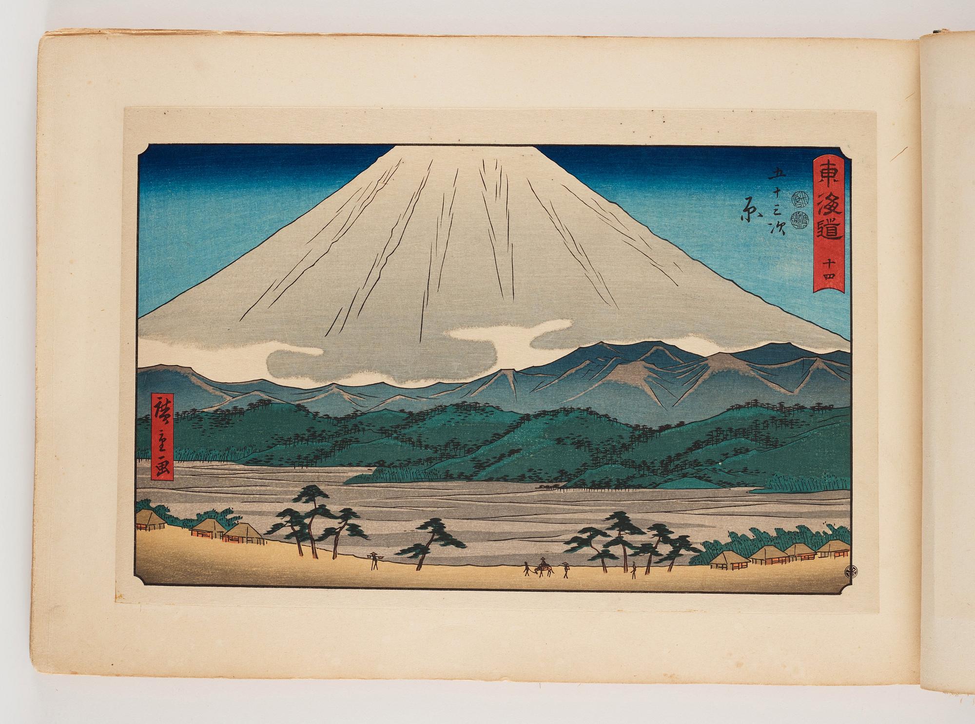 An album with Japanese woodblock prints after Ando Utagawa Hiroshige (1797-1858), mid 20th Century. (37 prints).