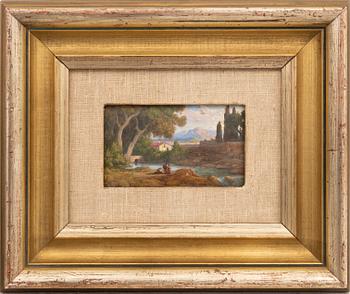 Okänd konstnär 1800-tal , aset of two oils on canvas laid on panel signed.