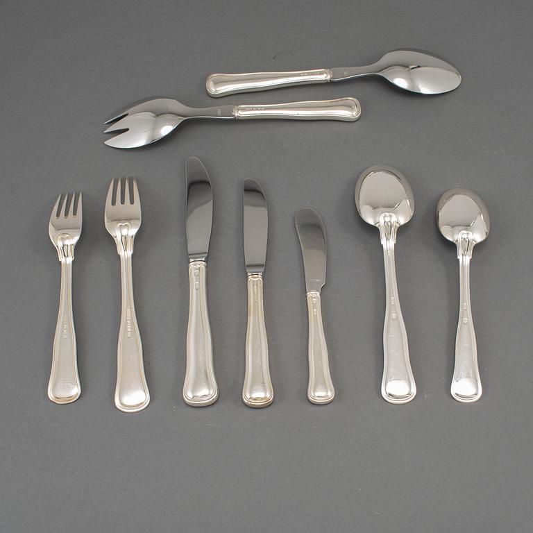 BESTICKUPPSÄTTNING, 78 delar, silver. Bl.a. Mema, Cohr, Lidköping samt Cohr, Danmark, 1900-talets andra hälft.
