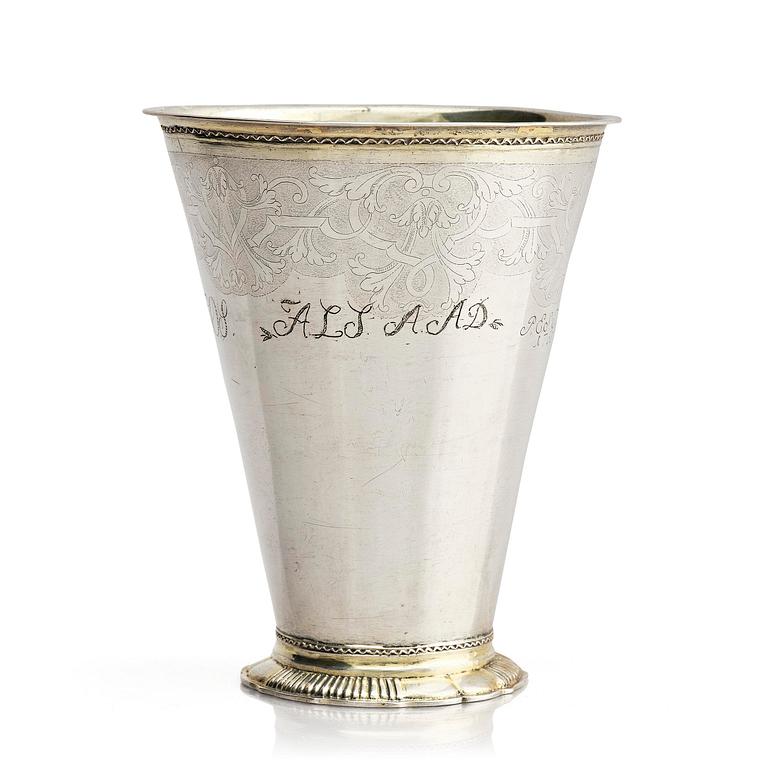 A Swedish parcel-gilt silver beaker, mark of Christoffer Wasserman, Lindesberg 1763.