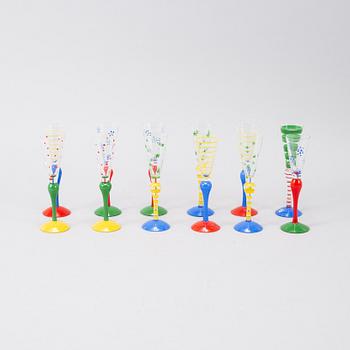 Anne Nilsson, 12 'Clown' glass snaps glasses, Orrefors.