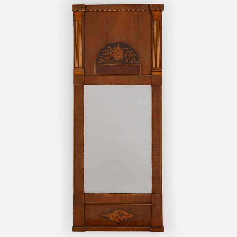A first half of the 20th Century mahogany veneered mirror.