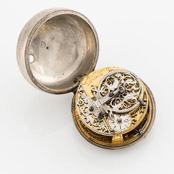 Martineau, London, a silver triple-case pocket watch, mid 18th century.