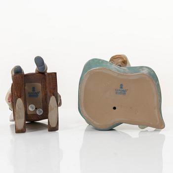 Lladró, five figurines, including "Arctic friends", "Arctic allies", "The old fishing hole", Spain.