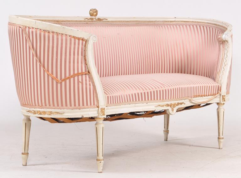 SOFFA samt STOLAR, ett par, gustaviansk stil, 1900-talets första del.
