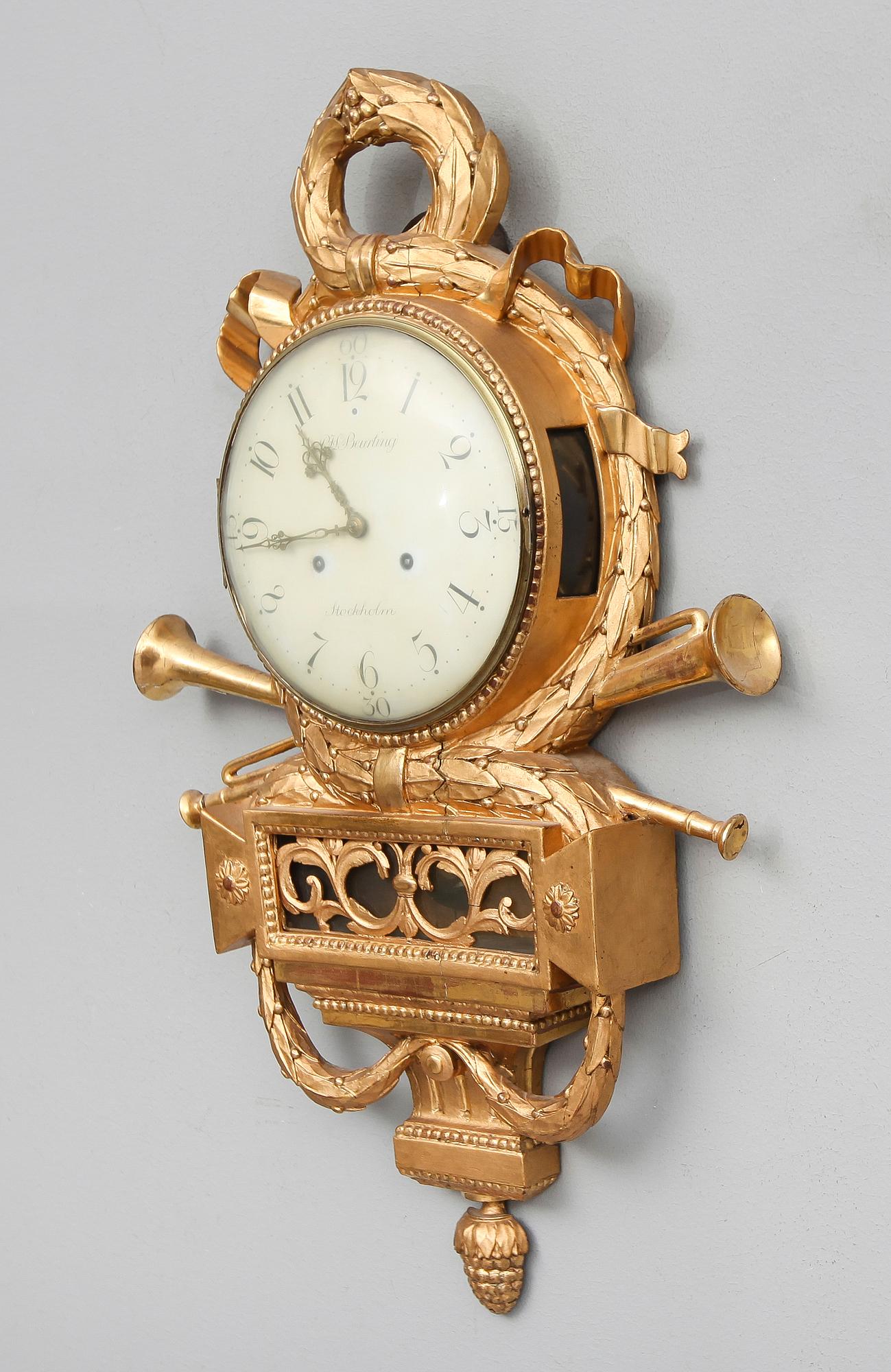 VÄGGPENDYL, sengustaviansk, Per Henrik Beurling, Stockholm 1763-1806.