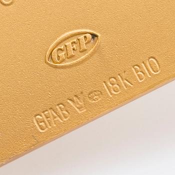 An 18K yellow gold plaque numbered 175/1000 from 1976. Weight around 41 grams.