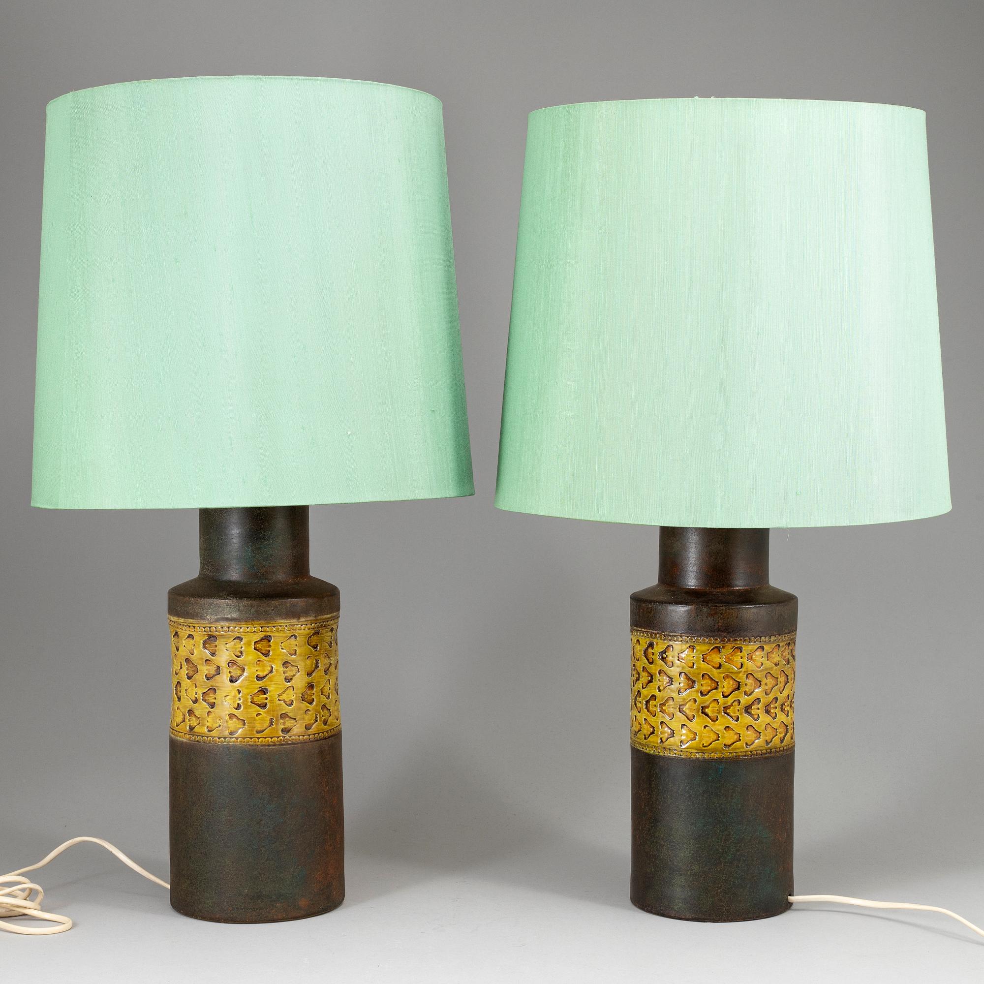 A pair of Bitosse clay table lamps, Bergboms, 1960/70s.