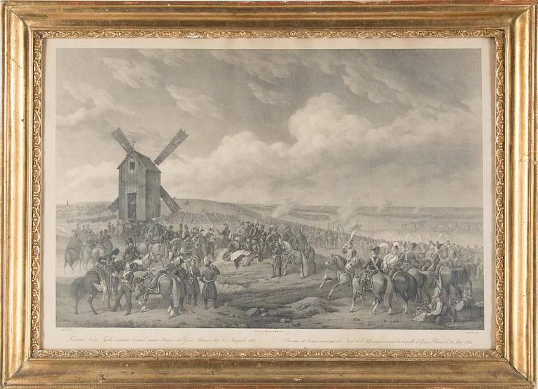 A pair of engraving, including "The Battle of Dennewitz, 6 September 1813", 19th century.