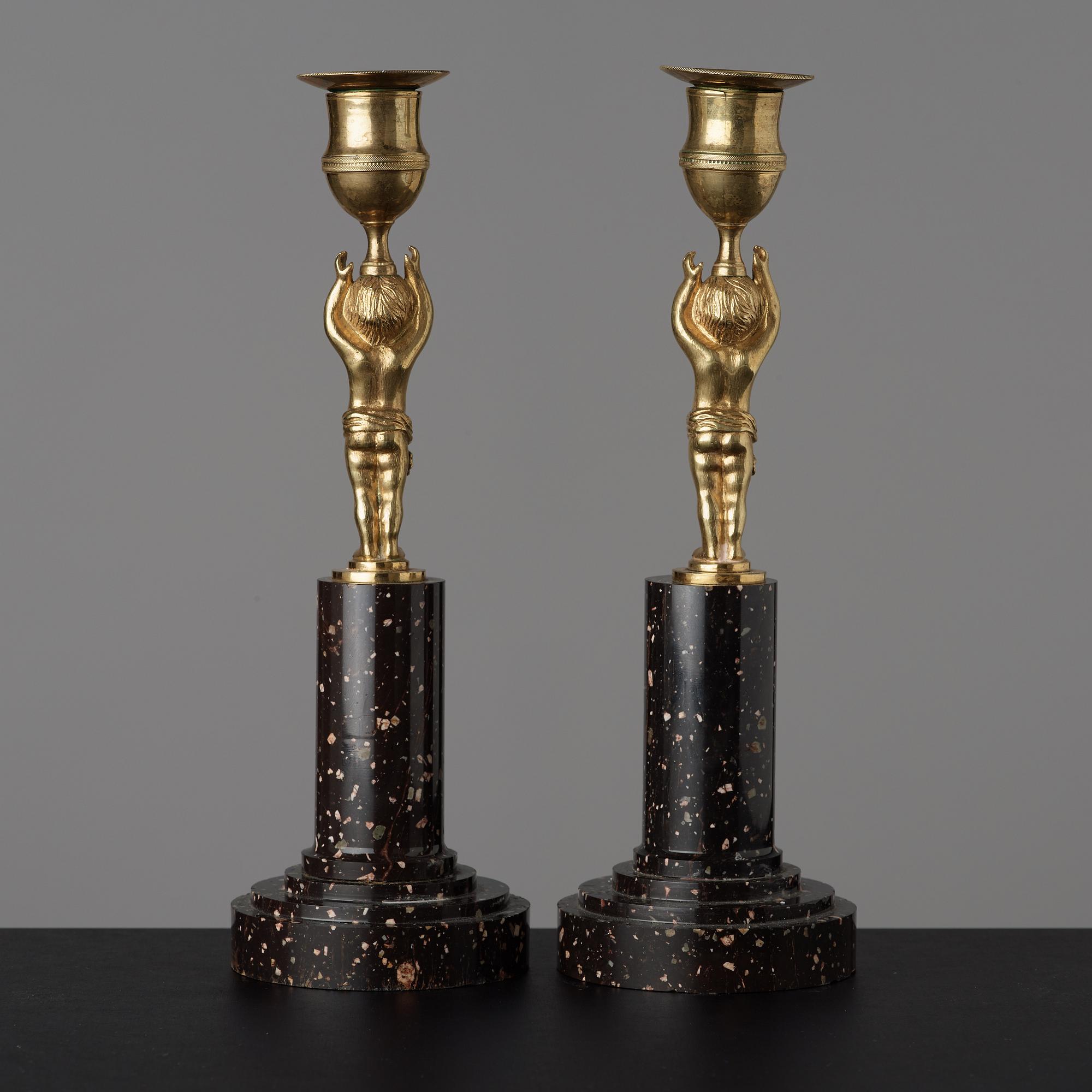 A pair of late Gustavian circa 1800 candlesticks.