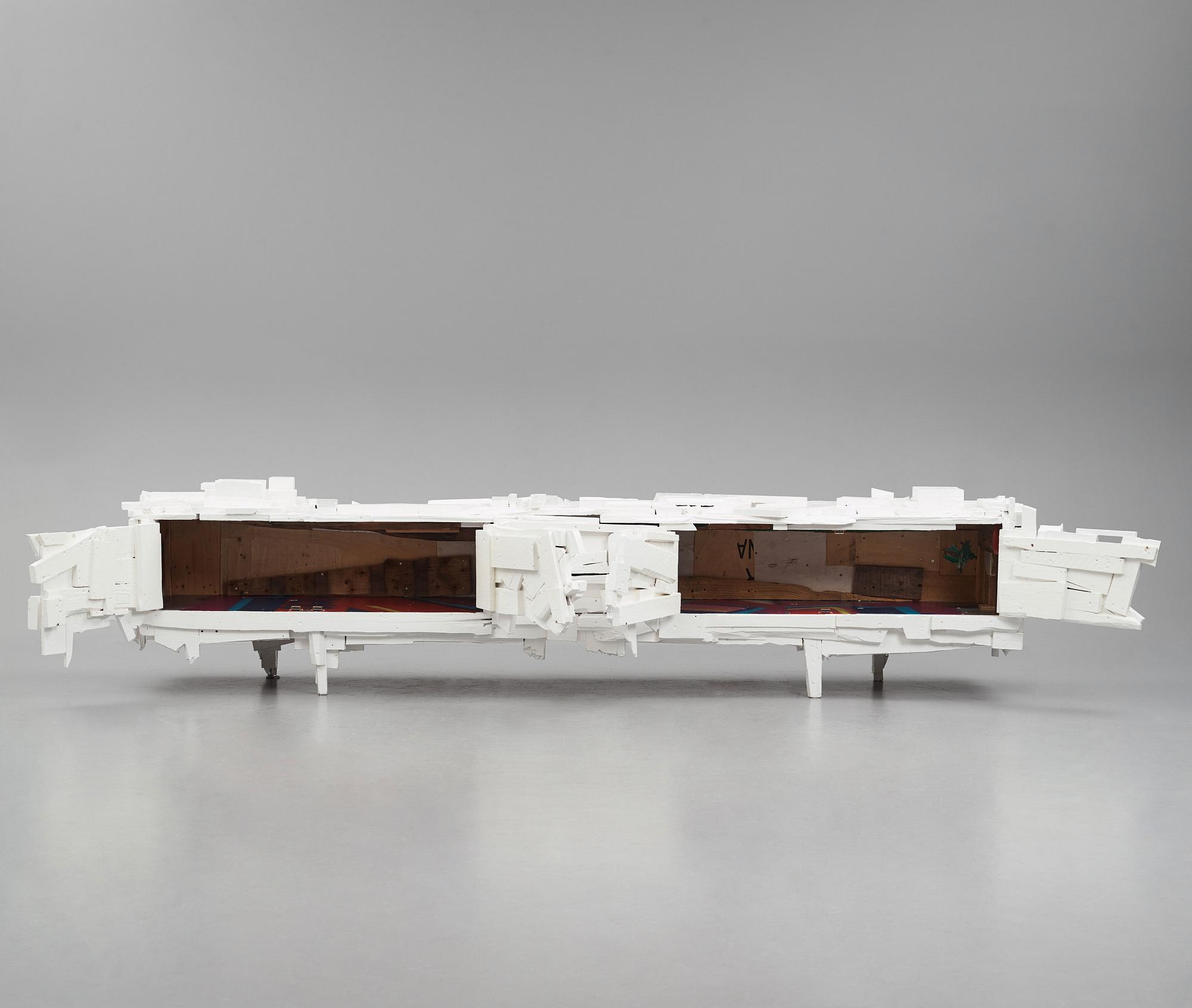 Finn Ahlgren, / Godspeed, a unique "trash sideboard", his own studio, Stockholm 2014.