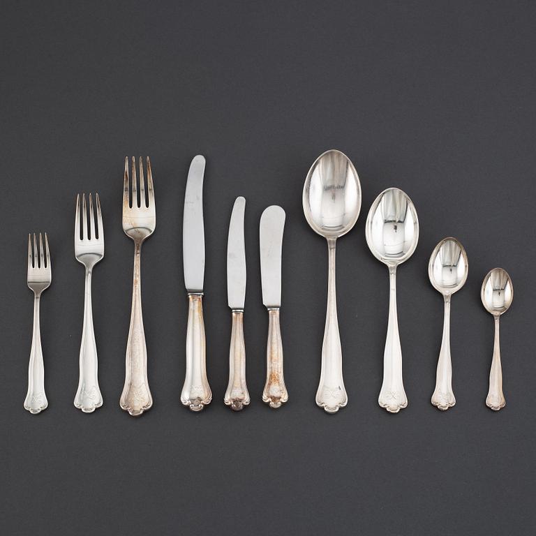 A silver cutlery, CG Hallberg, 'Kungsholm'. (109 pc).