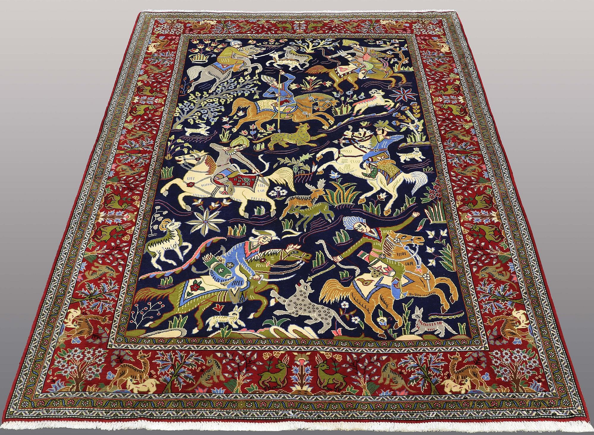 A rug, figural Qum, ca 195 x 140 cm.