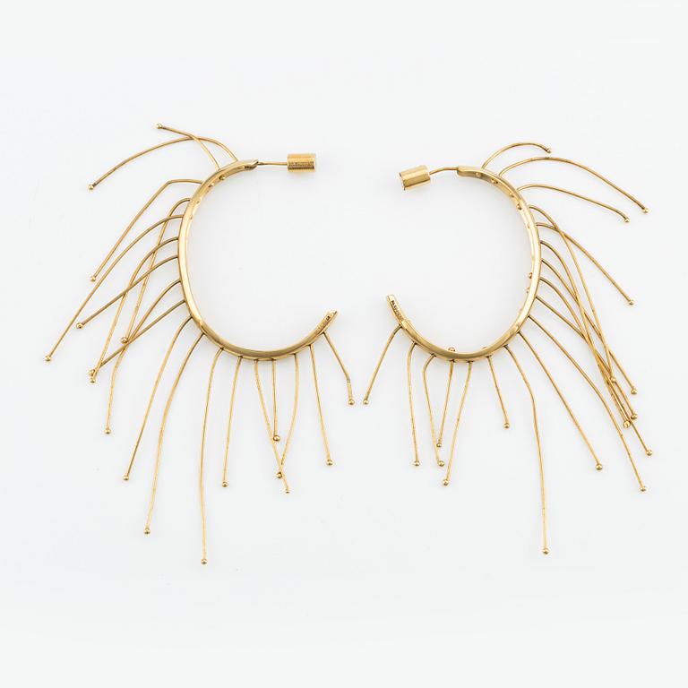 Jil Sander, necklace and earrings, gold-tone metal.