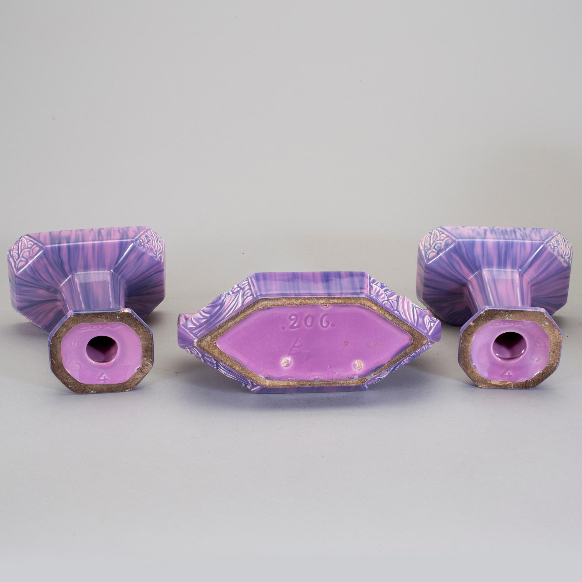 BORDSGARNITYR, 4 delar. Art Noveau, 1900-talets början.