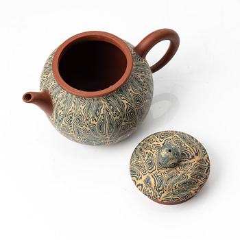 Fan Weiqun, 'Gongfu'-tekanna, polykrom yixing, Kina, 1990-tal.