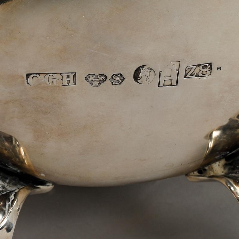 CG Hallberg, kaffeservis 3 delar, silver, Stockholm 1950. Rokoko-stil.