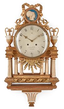 A late Gustavian wall clock by J. Kock, master in Stockholm 1762.