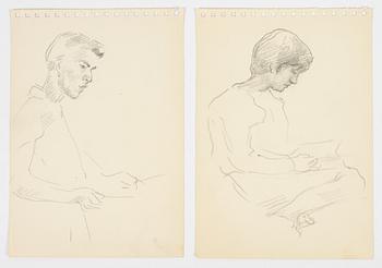 Lotte Laserstein, 2 drawings, portraits.