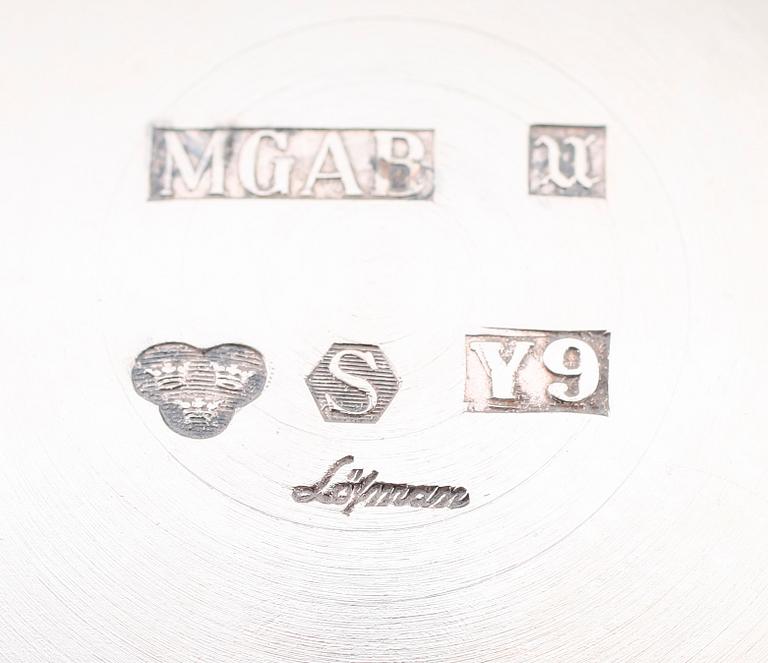 KAFFESERVIS, 3 snarlika delar, silver, Löfman, MGAB Uppsala 1973. Vikt ca 771 g.