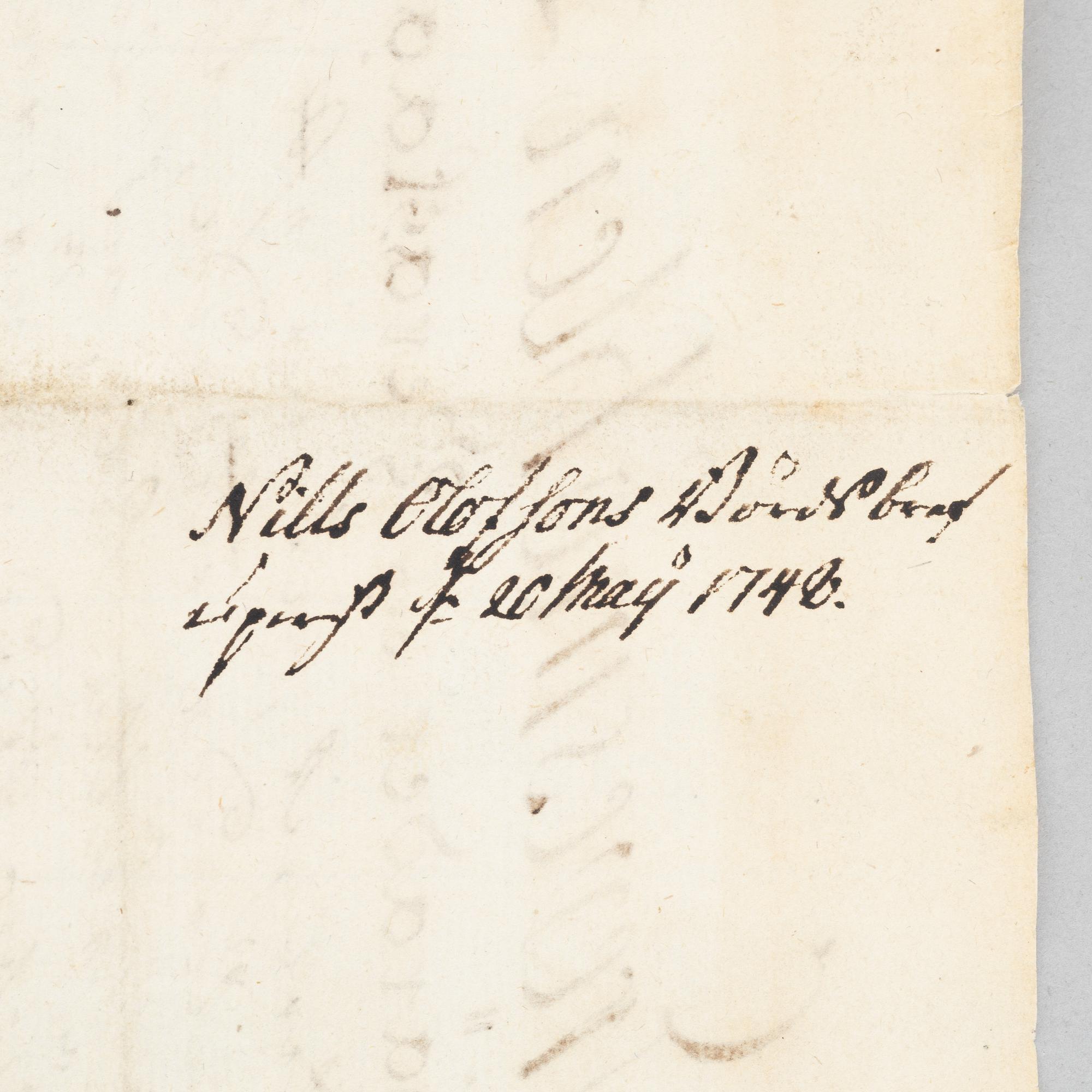 Handskrift (1748) med två fina vaxsigill.