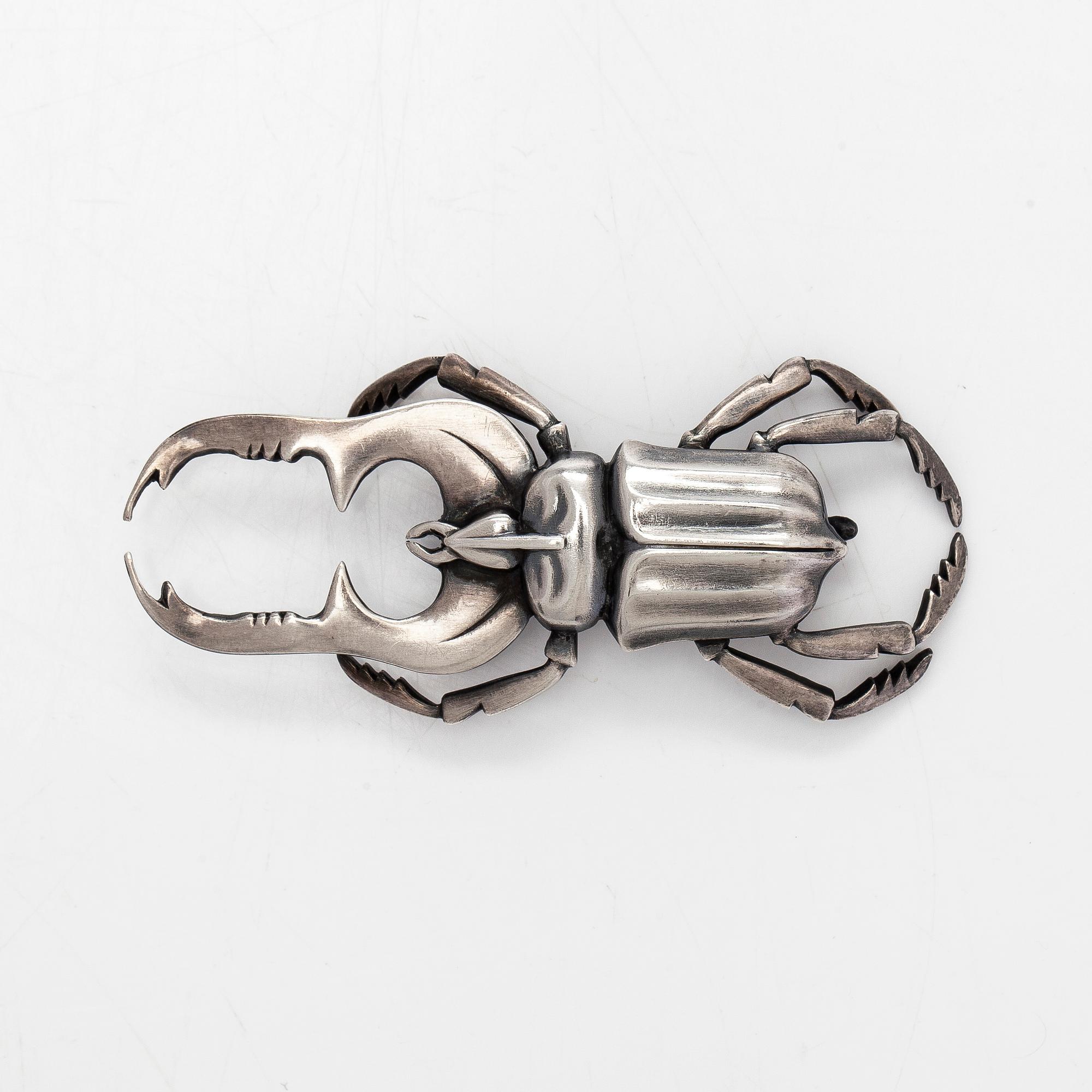 Brosch, skalbagge, silver, A. Tillander, Helsingfors 1953.