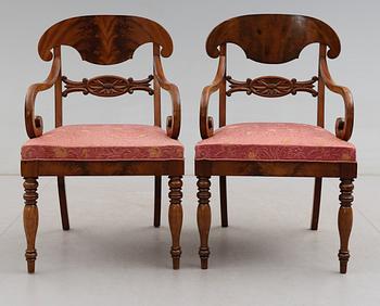 KARMSTOLAR, 1 par, senempire, 1800-talets första hälft.