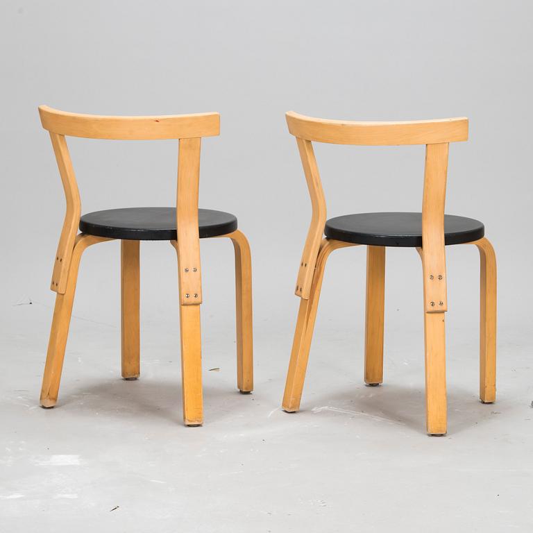 Alvar Aalto, stolar, 6 st, modell 68, Artek 1960-tal.