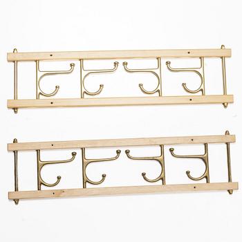 Coat hooks, a pair, “Dekorativ”, Skoglunds metallgjuteri, Anderstorp, 1950s/60s.