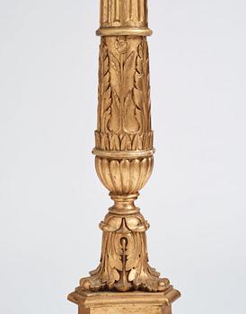 A pair of Swedish Empire giltwood gueridons, Stockholm, first part of the 19th century.