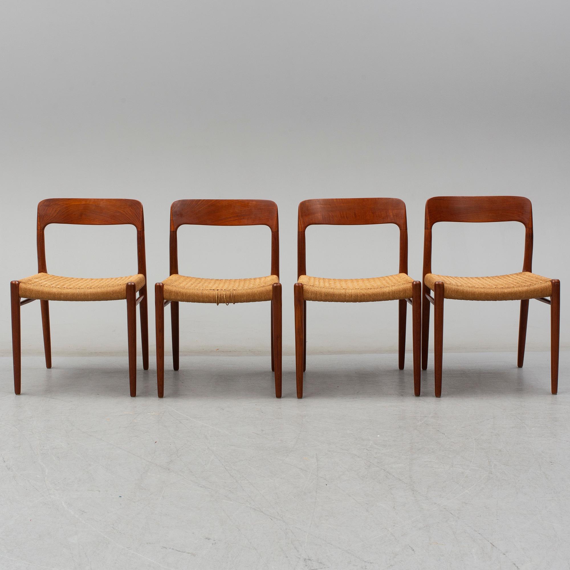 NIELS OLE MØLLER, stolar, 4 st, Danmark 1950-60-tal.