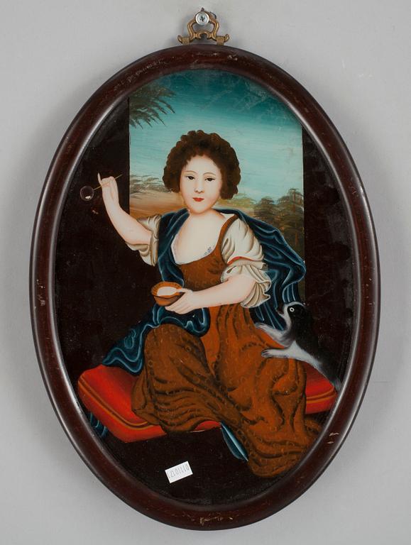 OKÄND KONSTNÄR, 3 st, glasmålningar, Kina, 1800/1900-tal.