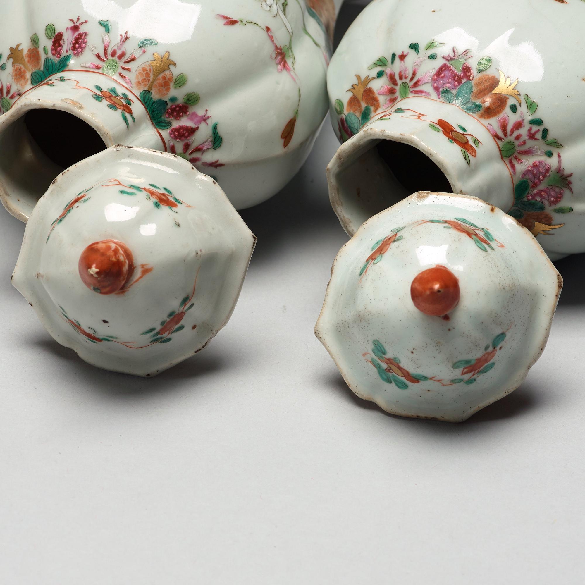 A pair of famille rose vases, Qing dynasty, Qianlong (1736-95).