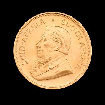 GULDMYNT, finguld, Krugerrand, Sydafrika, 1981. Vikt ca 34 g.