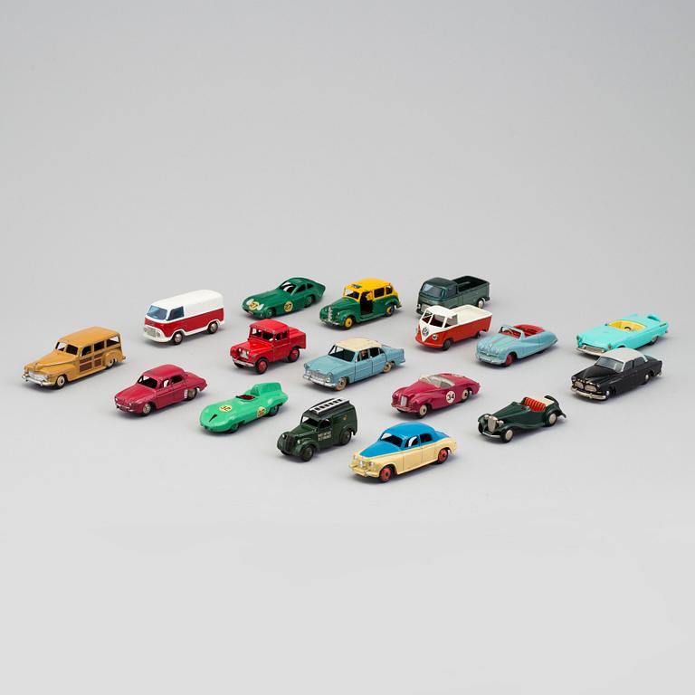 a set of 17 toy cars by Dinky Toys and Tekno, England and Denmark 1950-60's.