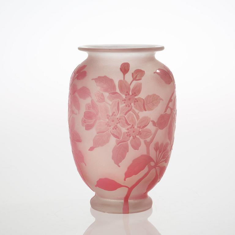 A Karl Lindeberg Art Nouveau cameo glass vase, Kosta.