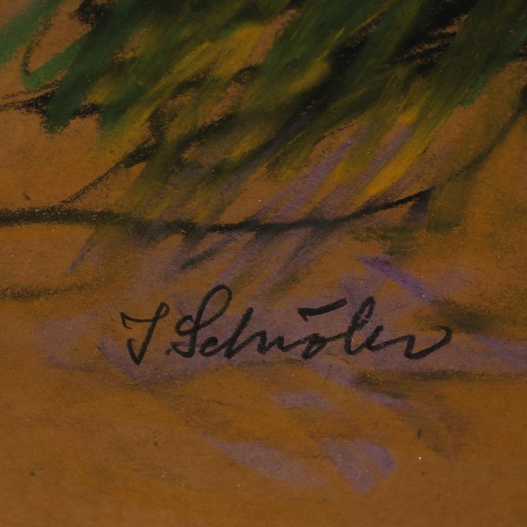 INGE SCHIÖLER, pastell, signerad.