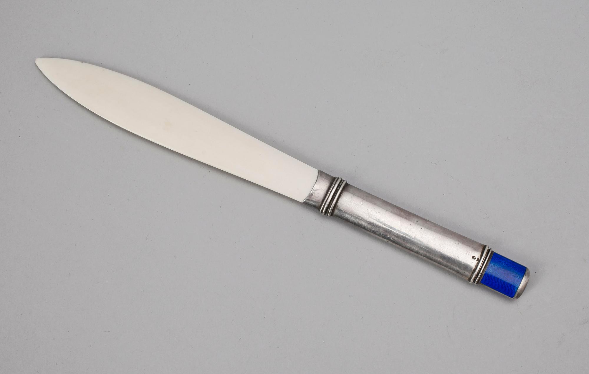 BREVKNIV, silver och blå emalj, George Adam Scheid, Wien, otydlig stämpel, troligen Österrike/Ungern, tidigt 1900-tal.