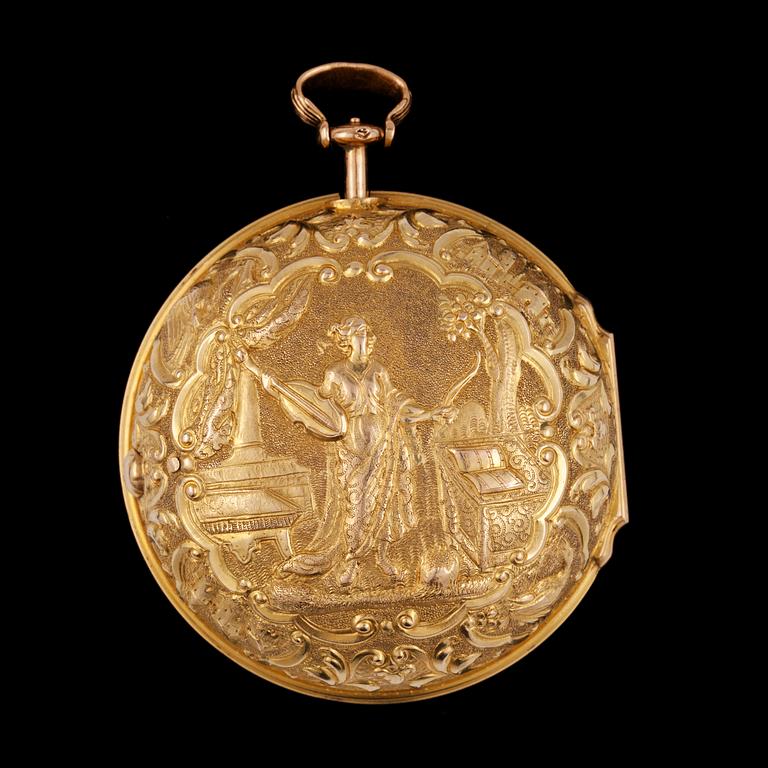 SPINDELUR, Graham, London, repousséboett, 1700-talets mitt.